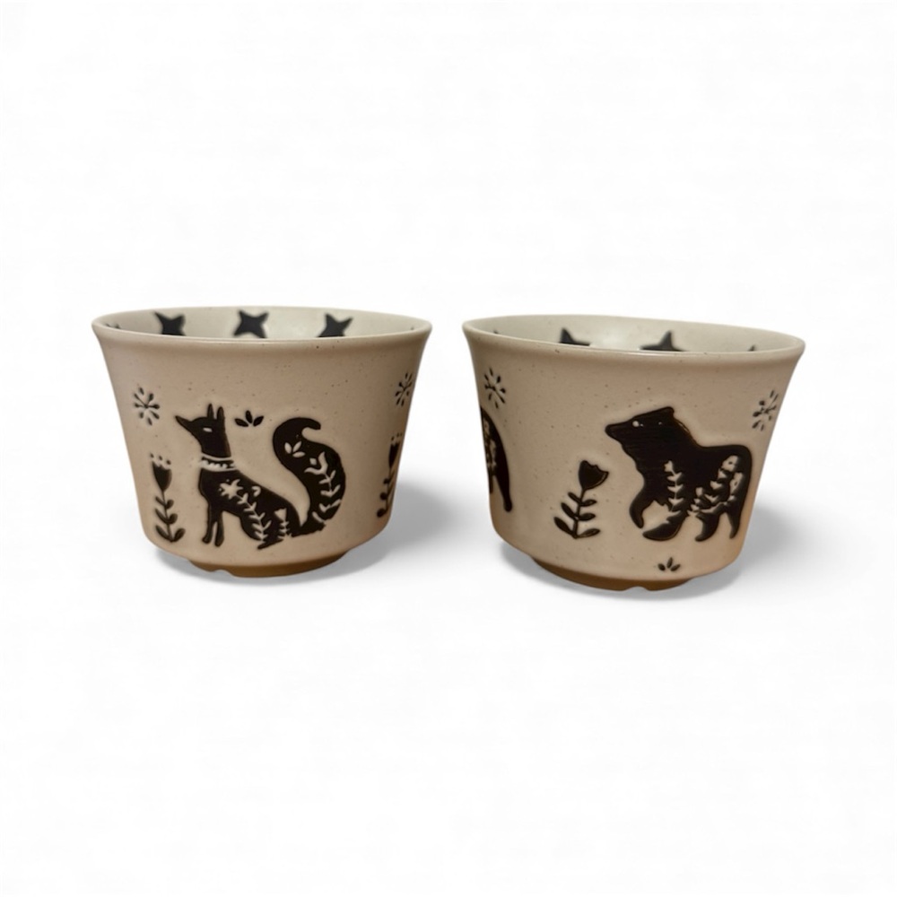 Set of 2 Stoneware Mugs— Fox & Bear Design, Nature Inspired (12 oz) - Picture 3 of 7